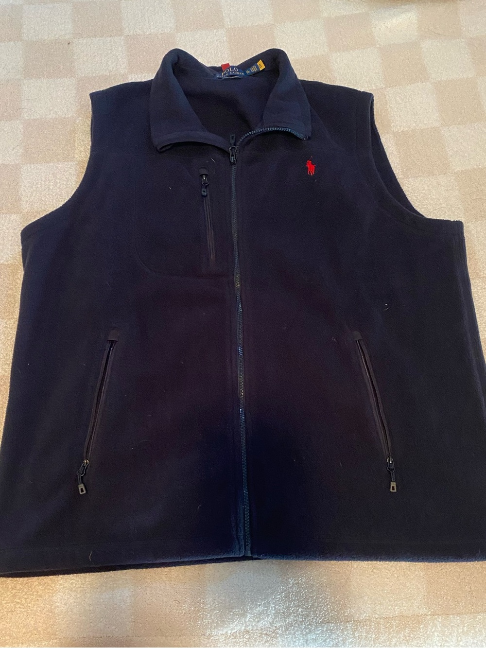 Polo by Ralph Lauren Navy Fleece Vest with Red Pony Logo
